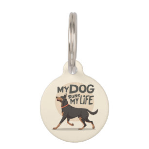 Médaillon Pour Animaux Mon Chien Dirige Ma Vie Art de Doberman en Course