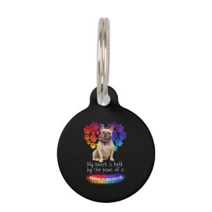 Médaillon Pour Animaux Mon cœur est tenu par les pattes d'un bouledogue f