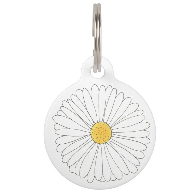 Médaillon Pour Animaux Mon nom est Daisy Chien Blanc Fleur Jaune Florale (Devant)