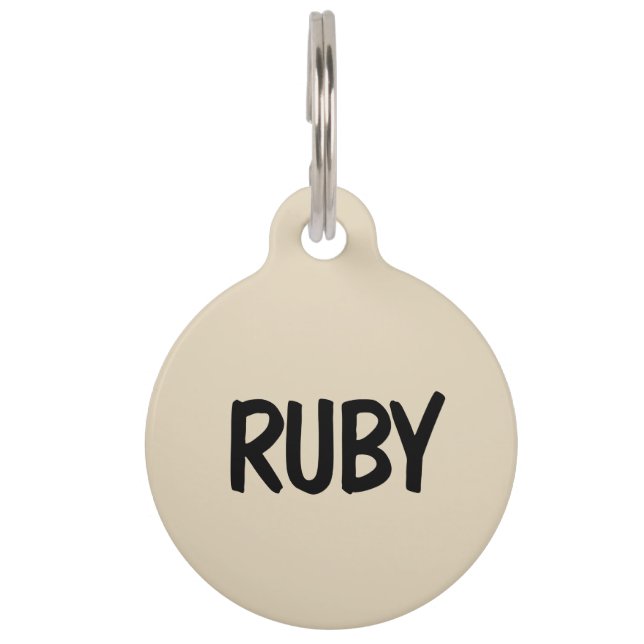 Médaillon Pour Animaux Mon papa/maman Doigt Beige Numéro de téléphone (Devant)