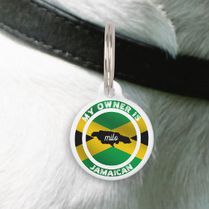Médaillon Pour Animaux Mon propriétaire est Jamaïcain Funny Jamaica Flag