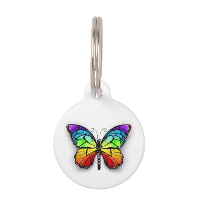 Médaillon Pour Animaux Monarque papillon arc-en-ciel (Devant)
