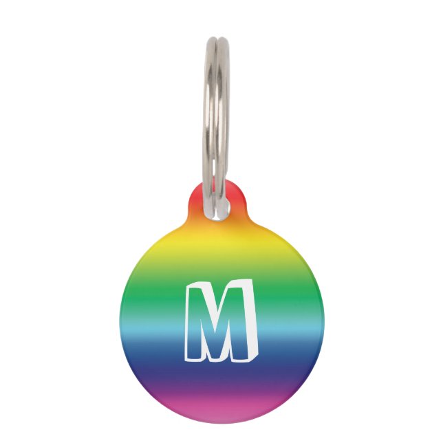 Médaillon Pour Animaux Monogram rainbow name contact info chien chat (Devant)