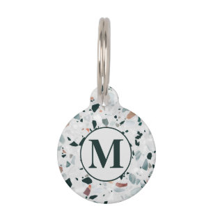 Médaillon Pour Animaux Monogramme Abstrait Terrazzo Motif