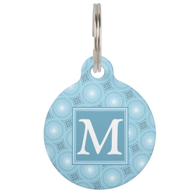 Médaillon Pour Animaux Monogramme ange bleu cercles motif (Devant)
