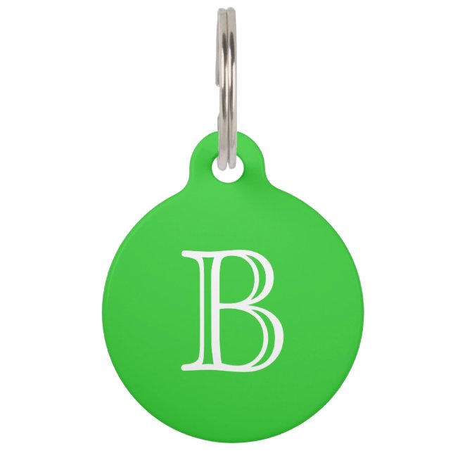 Médaillon Pour Animaux Monogramme blanc vert cime initial (Devant)