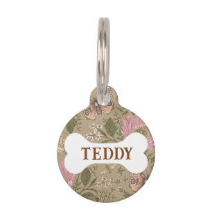Médaillon Pour Animaux Monogramme botanique Fleur sauvage moderne et tend