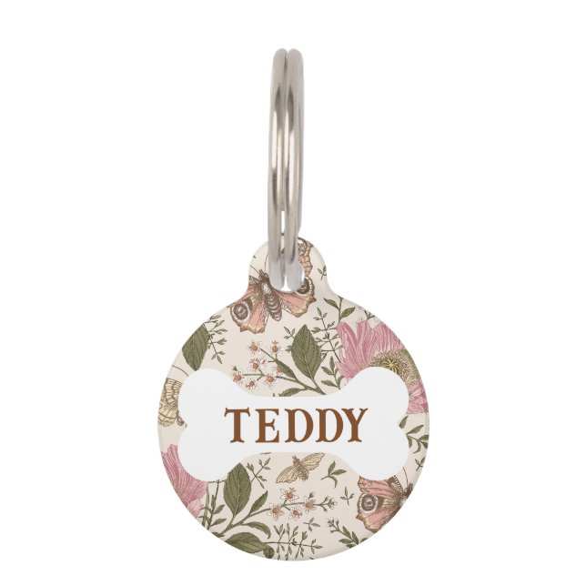 Médaillon Pour Animaux Monogramme botanique Fleur sauvage moderne et tend (Devant)