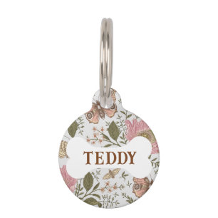 Médaillon Pour Animaux Monogramme botanique Fleur sauvage moderne et tend