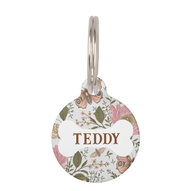 Médaillon Pour Animaux Monogramme botanique Fleur sauvage moderne et tend (Devant)