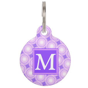 Médaillon Pour Animaux Monogramme cercles violets motif