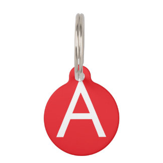Médaillon Pour Animaux Monogramme de lettre initiale rouge blanc simple m
