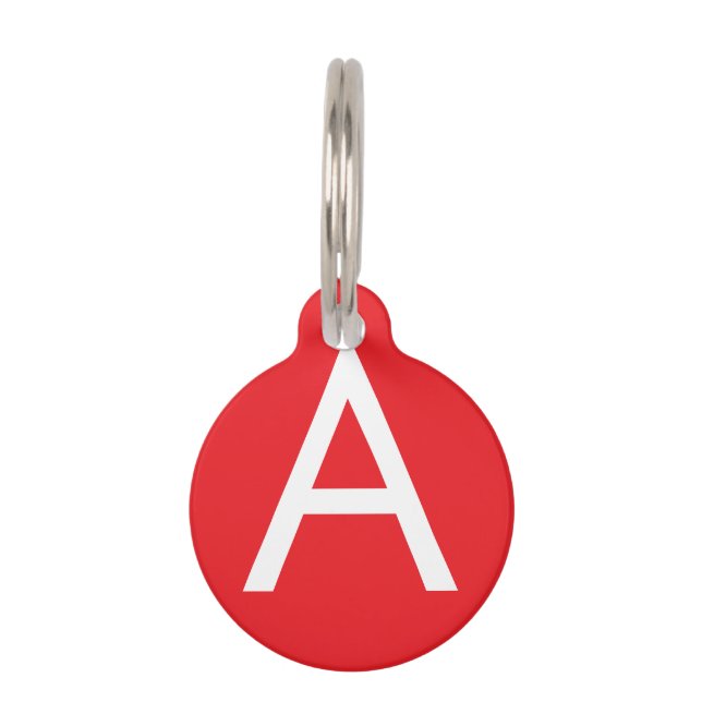 Médaillon Pour Animaux Monogramme de lettre initiale rouge blanc simple m (Devant)