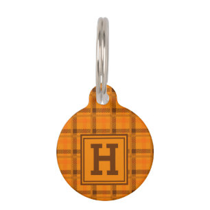 Médaillon Pour Animaux Monogramme de Tartan À damiers Motif de Plaid ora