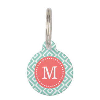 Médaillon Pour Animaux Monogramme des diamants de l'eau et du corail de l