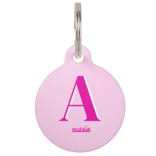 Médaillon Pour Animaux Monogramme Dolly Rétro Rose chaud