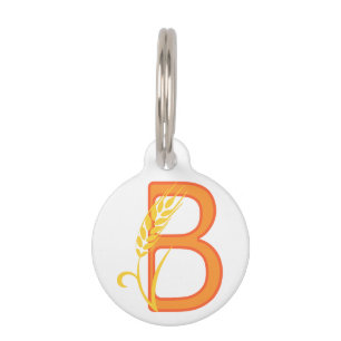 Médaillon Pour Animaux monogramme floral B lettre majuscule