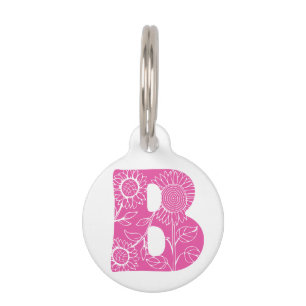 Médaillon Pour Animaux monogramme floral B lettre majuscule