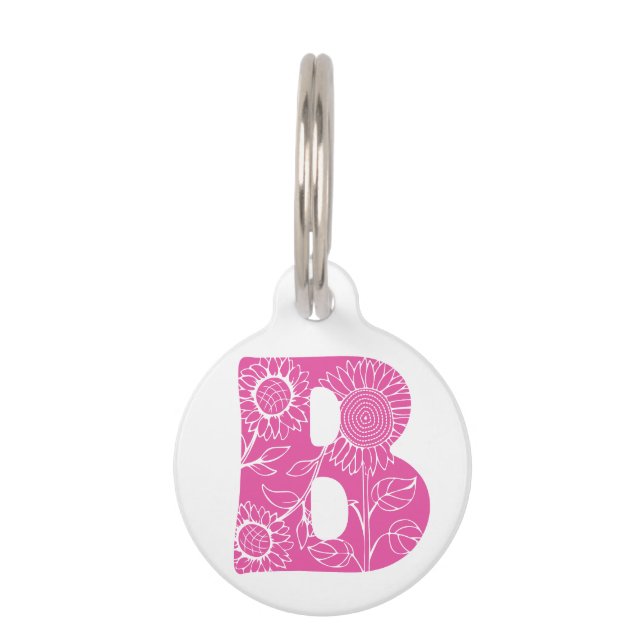 Médaillon Pour Animaux monogramme floral B lettre majuscule (Devant)