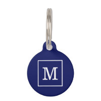 Monogramme Initial Cadre Bleu Marine Blanc
