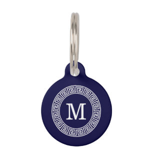 Médaillon Pour Animaux Monogramme initial du cadre de la ligne de la clé 