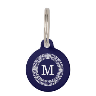 Médaillon Pour Animaux Monogramme initial du cadre de la ligne de la clé