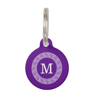 Médaillon Pour Animaux Monogramme initial du cadre de ligne clé grecque v