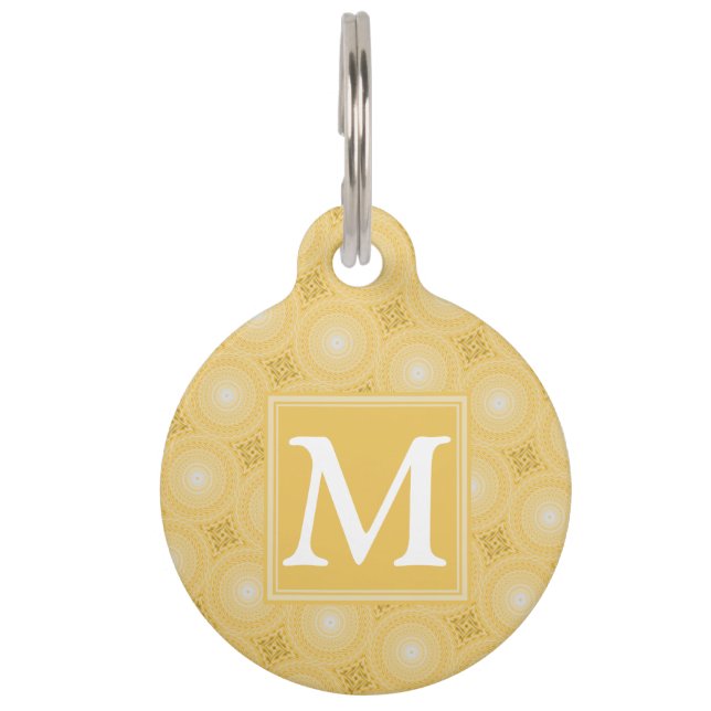 Médaillon Pour Animaux Monogramme jaune cercles motif (Devant)