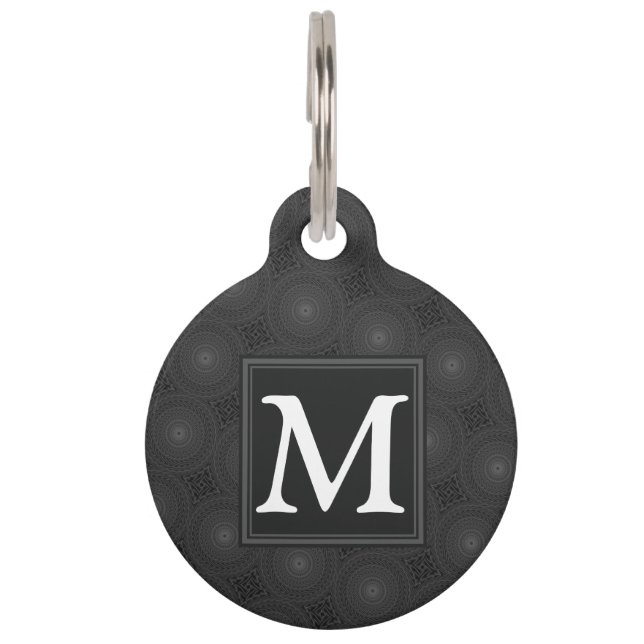 Médaillon Pour Animaux Monogramme motif des cercles de charbon (Devant)