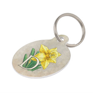 Médaillon Pour Animaux Monogramme personnalisé par jonquille jaune