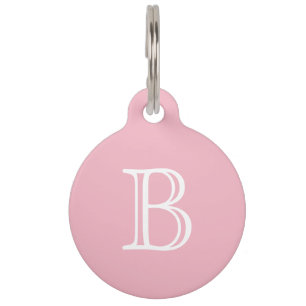 Médaillon Pour Animaux Monogramme rose pâle initial