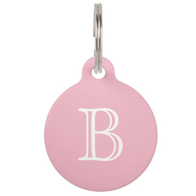Médaillon Pour Animaux Monogramme rose pâle initial (Devant)
