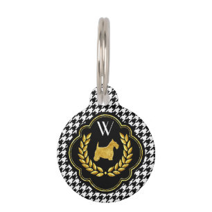 Médaillon Pour Animaux Monogramme royal de pied-de-poule de Scottie