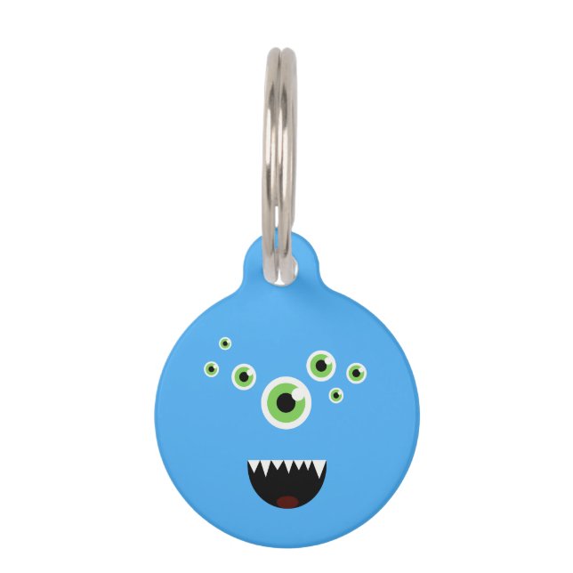 Médaillon Pour Animaux Monstre bleu mignon fou drôle unique (Devant)
