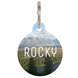 Médaillon Pour Animaux Montagnes et rivière de Jackson Hole
