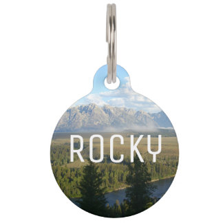 Médaillon Pour Animaux Montagnes et rivière de Jackson Hole