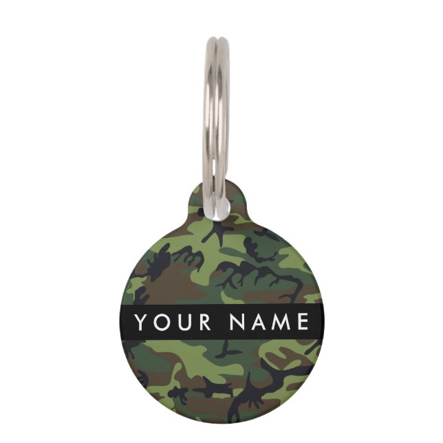 Médaillon Pour Animaux Motif Camouflage Vert, Votre nom, Personnaliser (Devant)