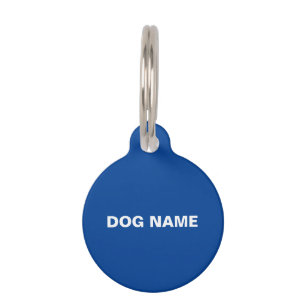 Médaillon Pour Animaux motif carré cool noir et bleu