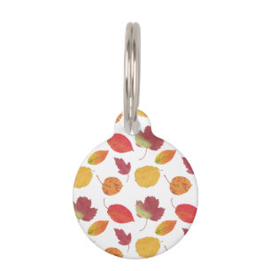 Médaillon Pour Animaux Motif coloré des feuilles d'automne et information