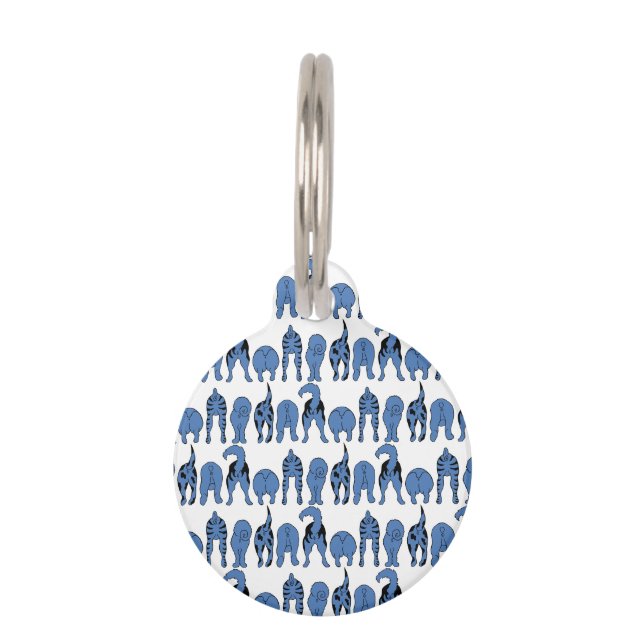 Médaillon Pour Animaux Motif Culs de Chien Bleu (Devant)