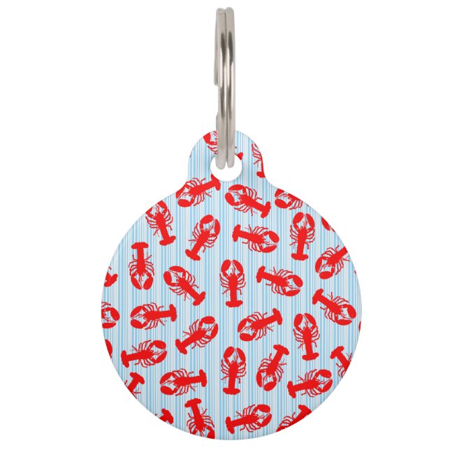 Médaillon Pour Animaux Motif d'animaux de homard rouge sur les bandes ble (Dos)