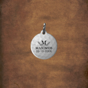 Médaillon Pour Animaux Motif de balle de golf personnalisé Nom Monogramm
