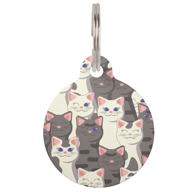 Médaillon Pour Animaux Motif de chats blancs et gris (Devant)