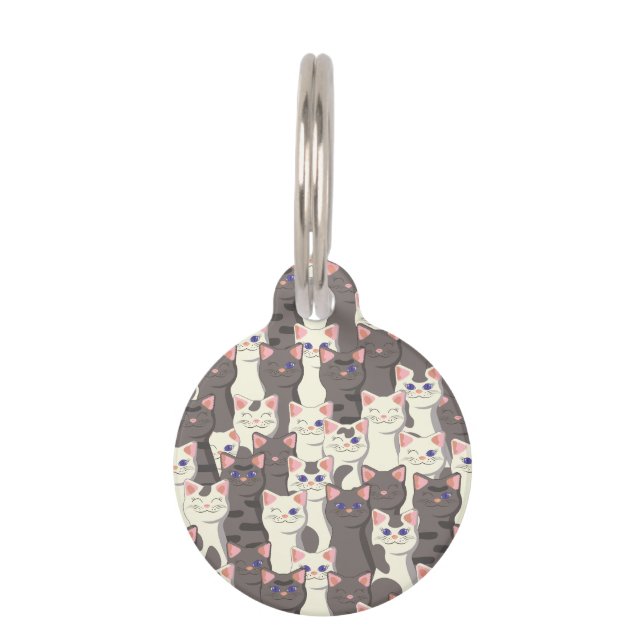 Médaillon Pour Animaux Motif de chats blancs et gris (Devant)