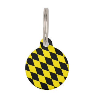 Médaillon Pour Animaux Motif de drapeau bavarois diamant noir et jaune