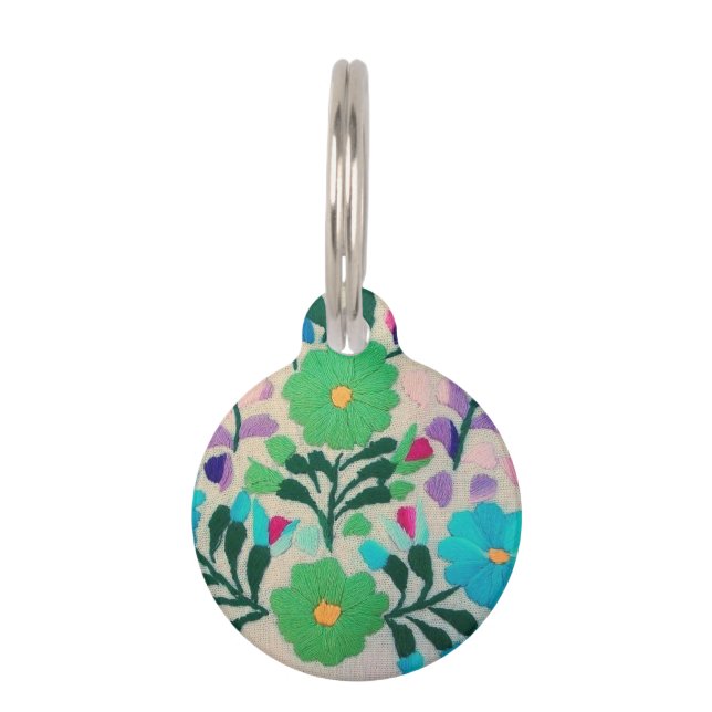 Médaillon Pour Animaux Motif de fleurs coloré (Devant)