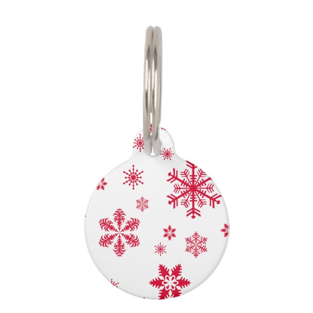 Médaillon Pour Animaux Motif de flocon de neige, Flammes de neige rouges, (Devant)
