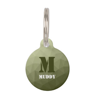 Médaillon Pour Animaux Motif de maille géométrique vert clair de l'armée