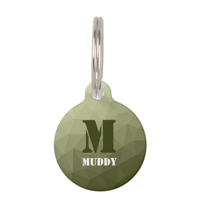 Médaillon Pour Animaux Motif de maille géométrique vert clair de l'armée (Devant)
