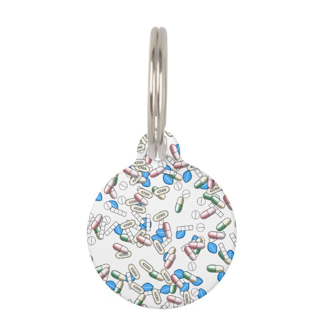 Médaillon Pour Animaux Motif de pilules saupoudrées (Devant)